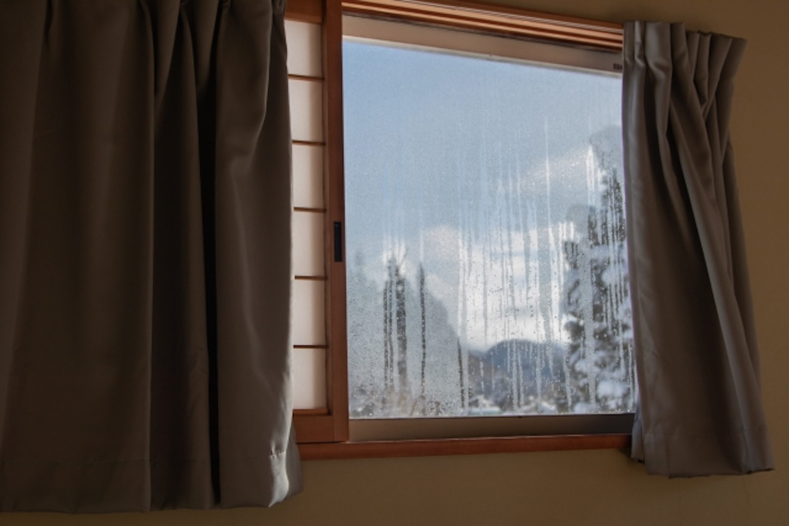 結露したガラス