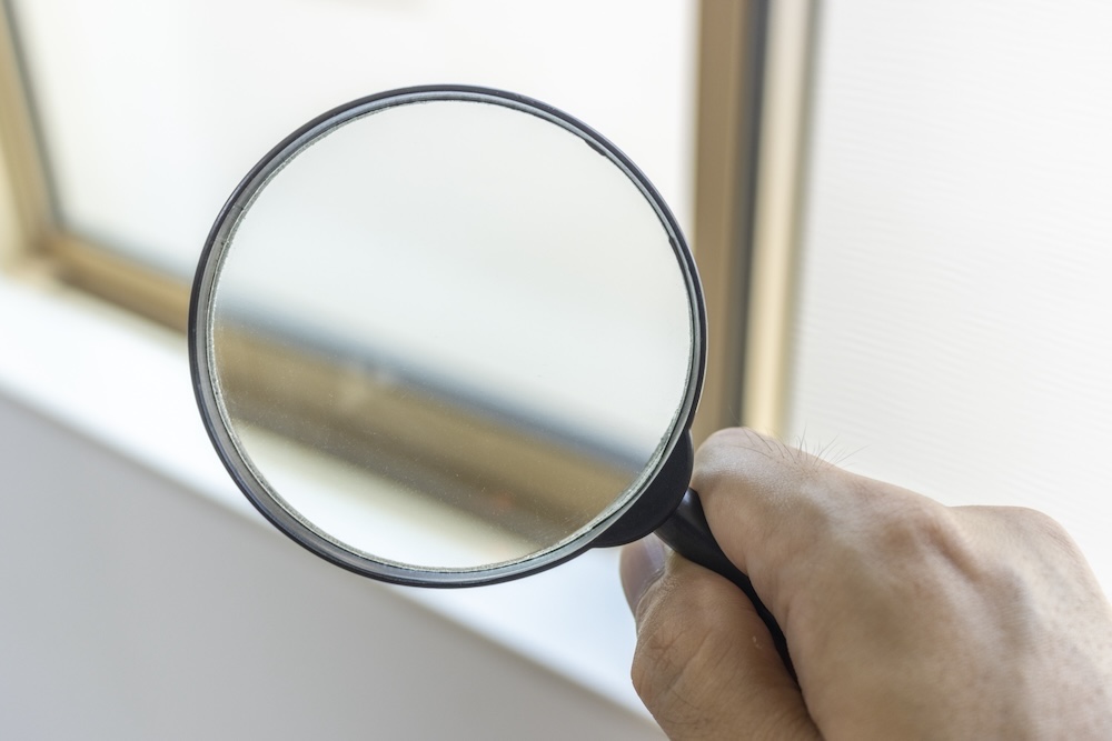 虫眼鏡で窓をチェック