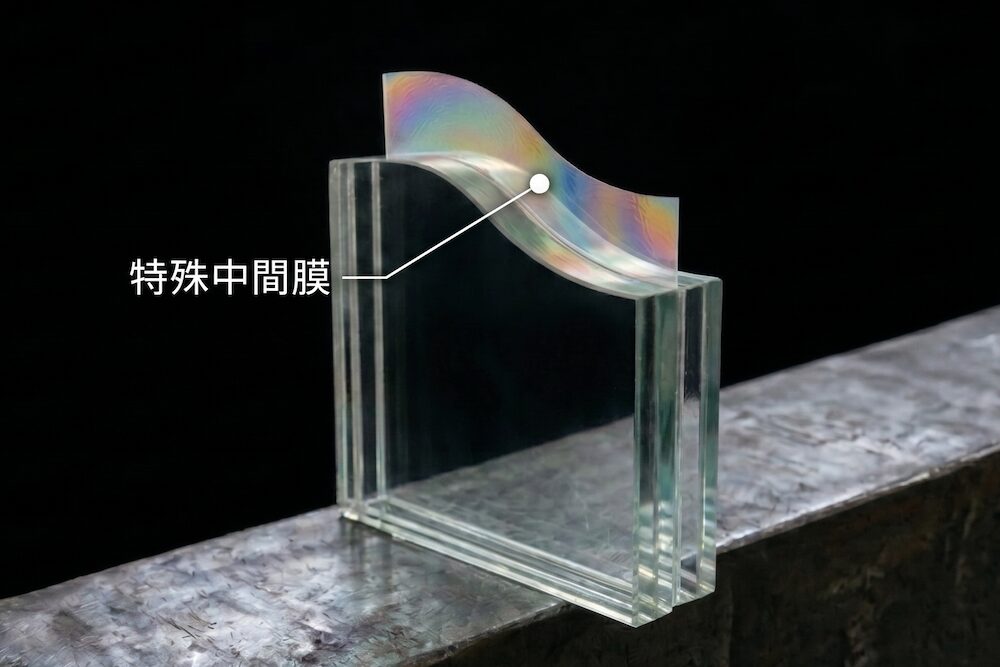 防音合わせガラス：「防音中間膜」が音の振動を直接吸収